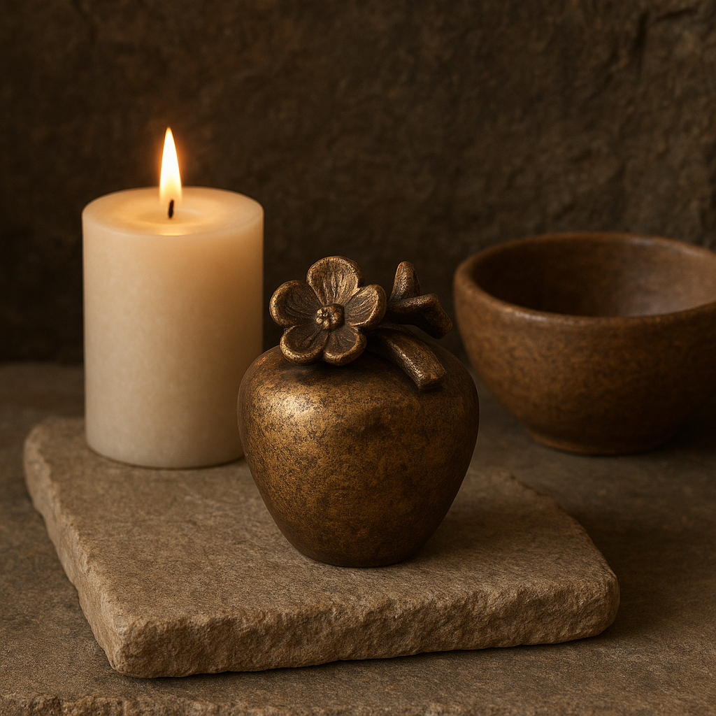 Sfeerfoto Urn 2 bloemen Antiek Goud