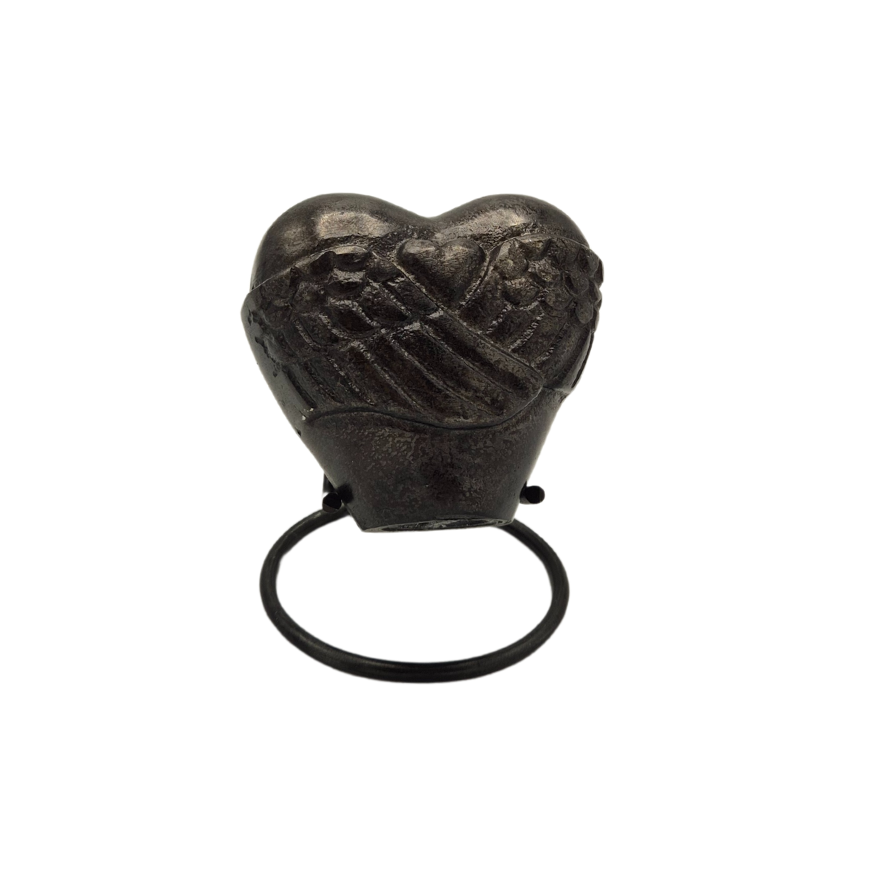Urn Hart Vleugels op Standaard Midnight Black