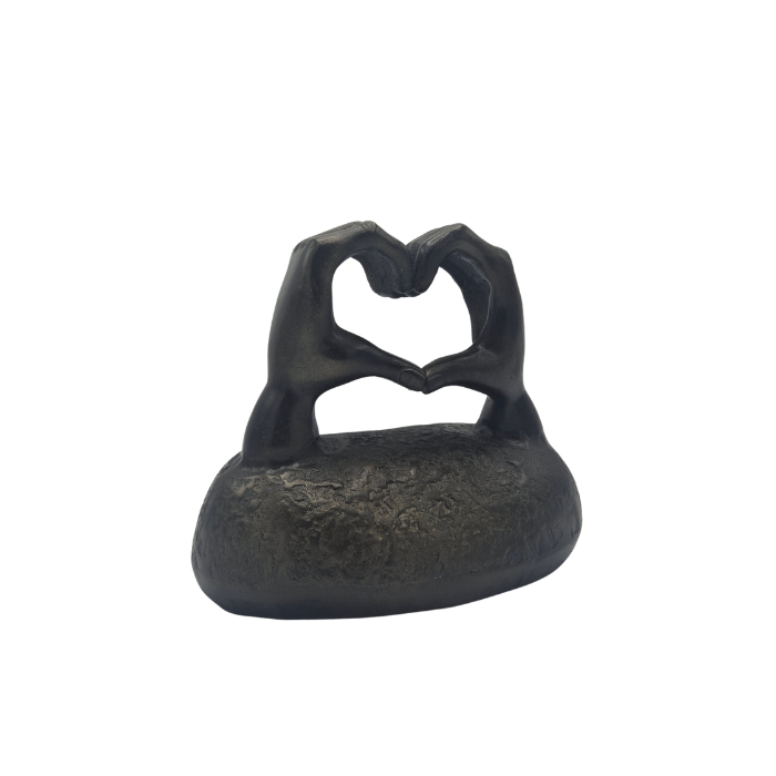 Urn Handen in hart op steen - Night Black/Grijs