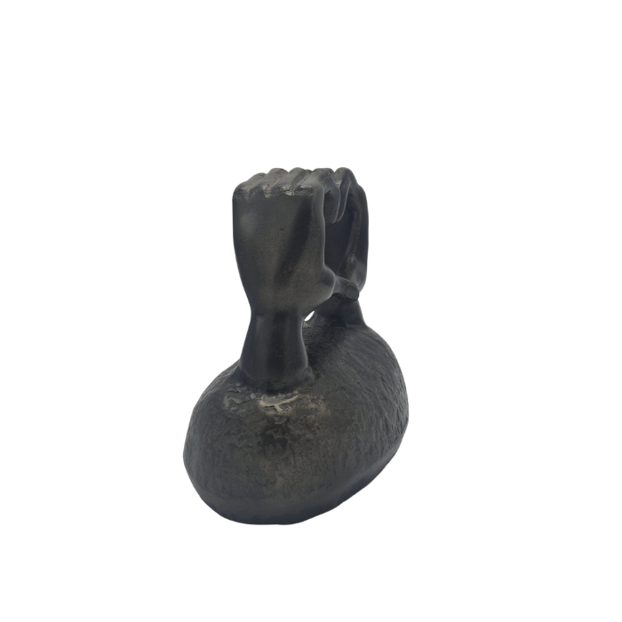 Urn Handen in hart op steen - Night Black/Grijs