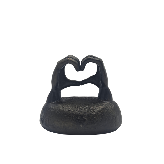 Urn Handen in hart op steen - Night Black/Grijs