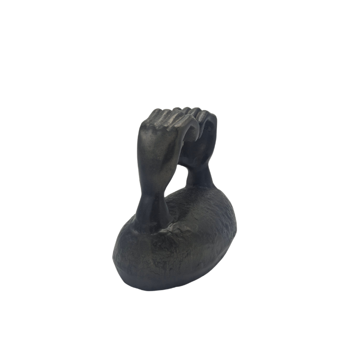 Urn Handen in hart op steen - Night Black/Grijs