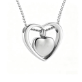 As Hanger - As Ketting Dubbel Hart – Zilver op Zilver - Stainless Steel