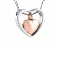As Hanger - As Ketting Dubbel Hart – Zilver op Rose - Stainless Steel