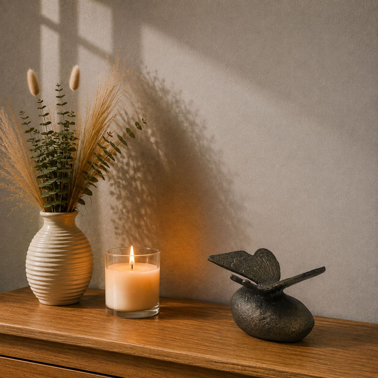 Urn Vlinder op Steen - Night Black/Grijs