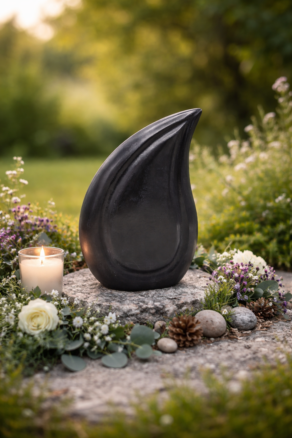 Urn Druppel L - Traan Urn - Kleur Zwart