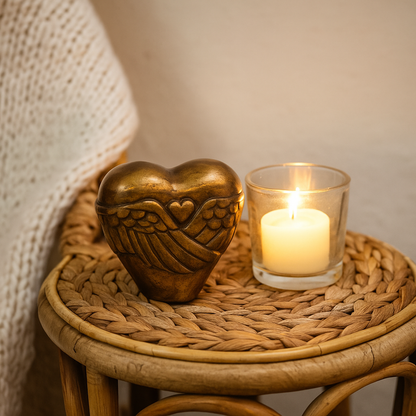 Inspiratiefoto Urn Hart met Vleugels Antiek Goud