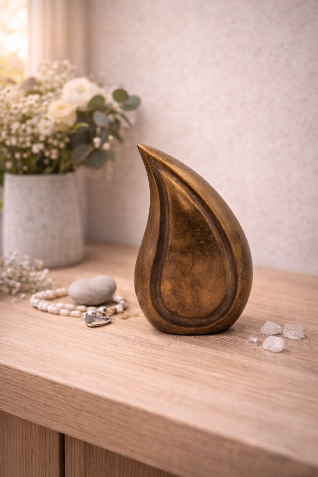 Sfeerfoto Druppel/Traan Urn Antiek Goud