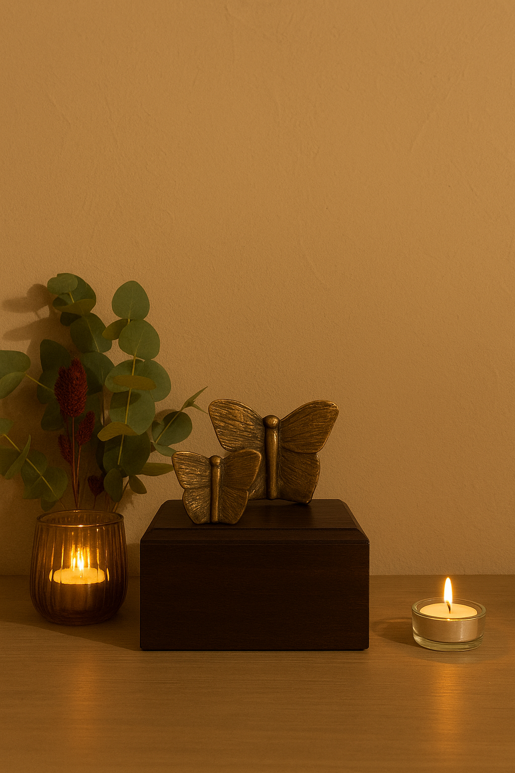 Sfeerfoto Urn Vlinder Groot & Klein Antiek Goud