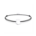 Zwarte koordarmband met ronde zilveren hanger