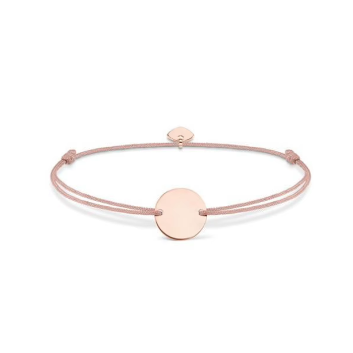 Roze koordarmband met ronde rose kleurige hanger