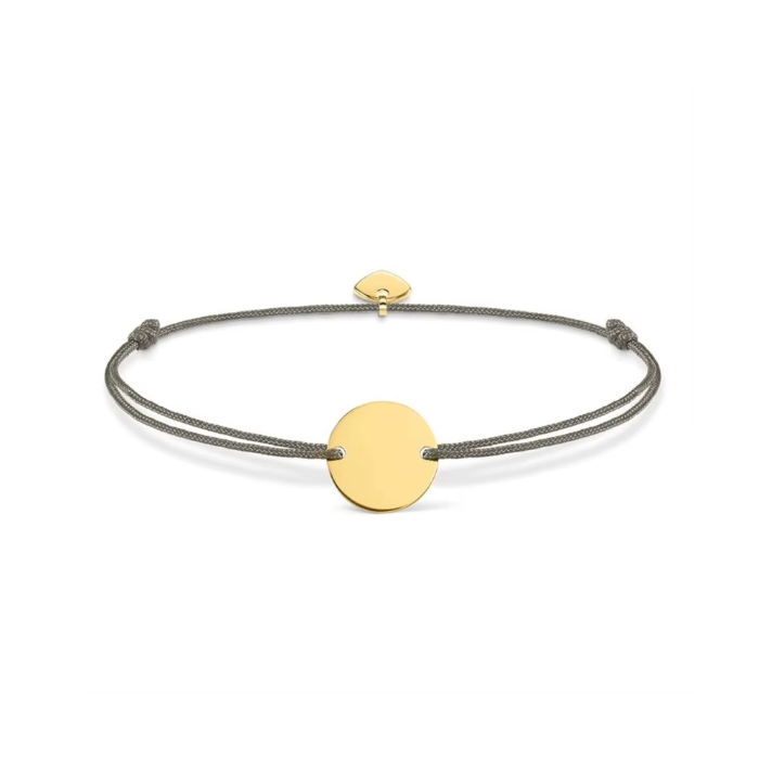Groene koordarmband met ronde goud kleurige hanger