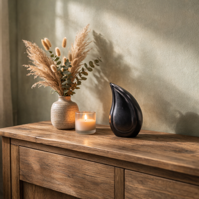 Urn Druppel L - Traan Urn - Kleur Zwart