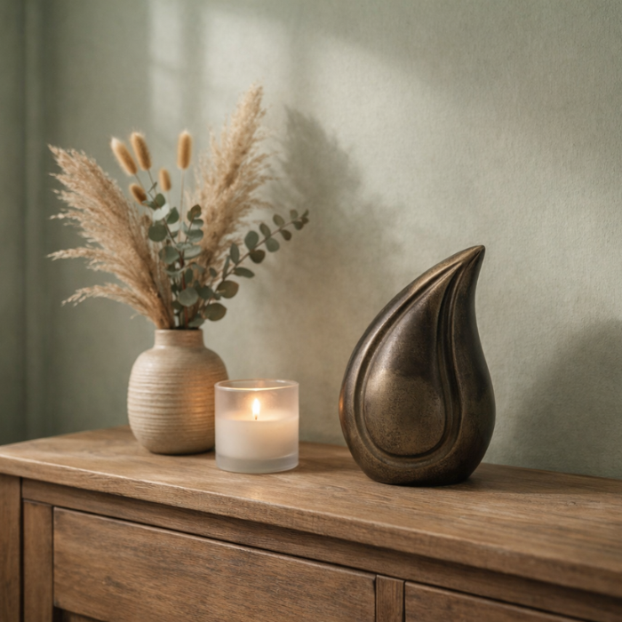 Urn Druppel L - Traan Urn - Kleur Night Black/Grijs