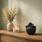 Urn Pot met Bloem - Kleur Zwart