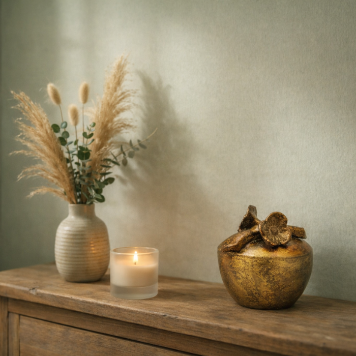 Urn Pot met Bloem - Kleur Antiek Goud