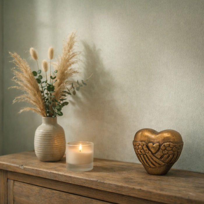 Urn Hart Vleugels - Kleur Antiek Goud