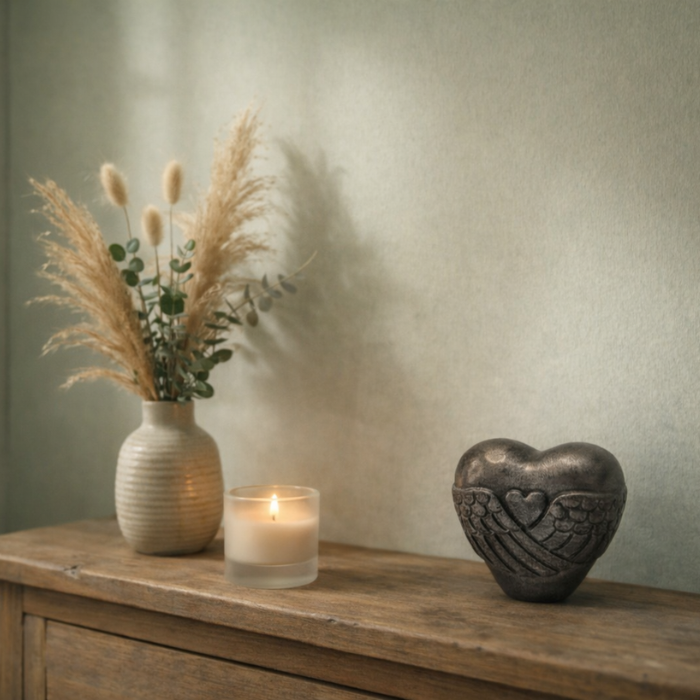 Urn Hart Vleugels - Kleur Night Black/Grijs