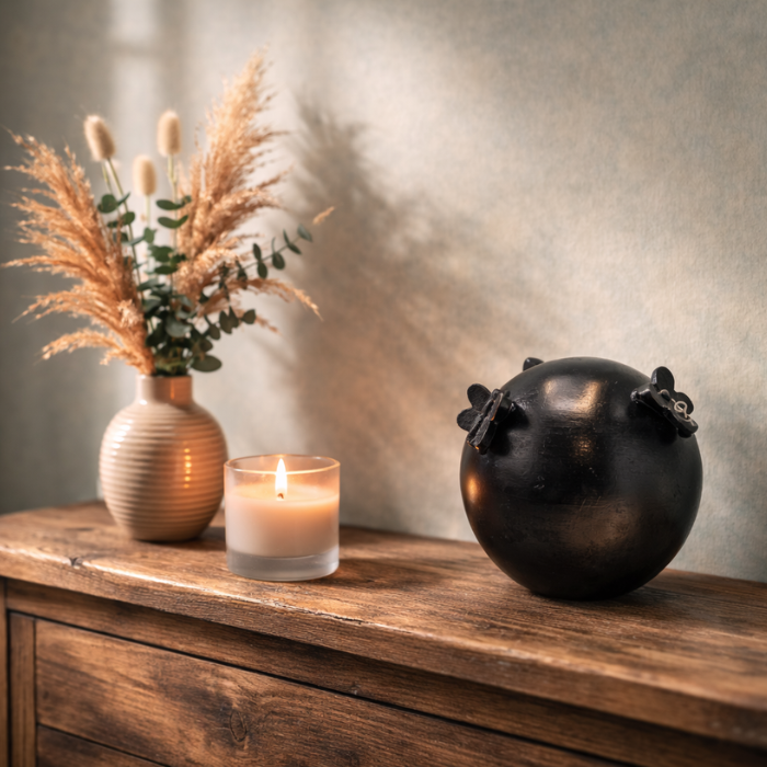 Urn Bol Vlinders - Kleur Zwart