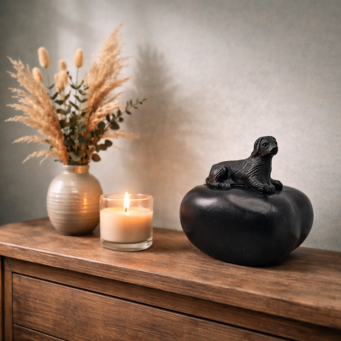 Urn Hart met Hond - Kleur Zwart