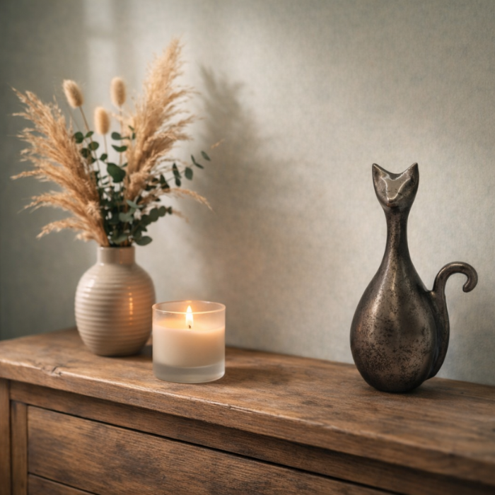 Urn Kat - Kleur Night Black/Grijs