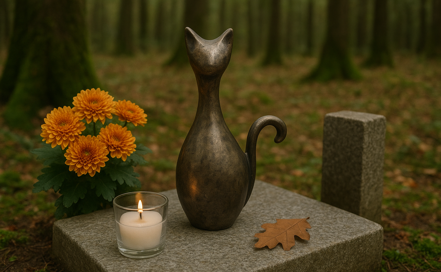 Urn Kat - Kleur Night Black/Grijs