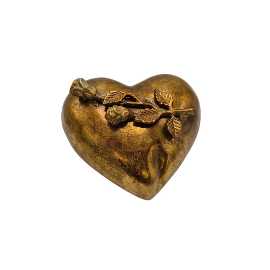 Urn Hart met Roos Bovenaanzicht Antiek Goud