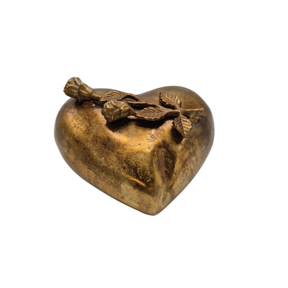 Urn Hart met Roos Vooraanzicht Antiek Goud
