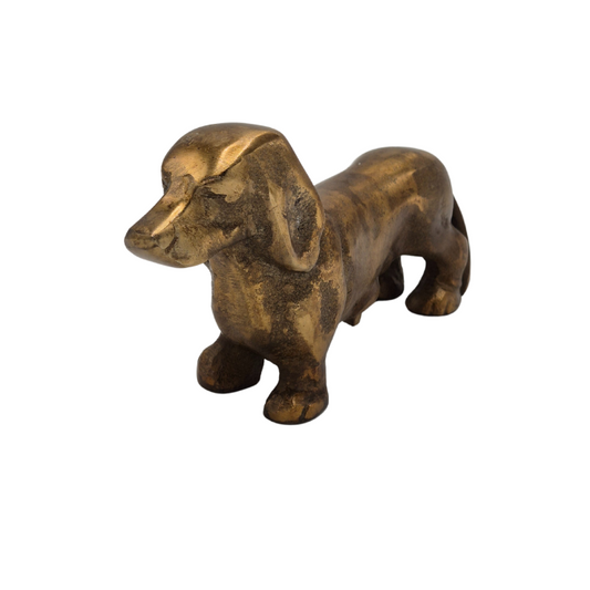 Urn Hond Voor/Zijaanzicht Antiek Goud Klein