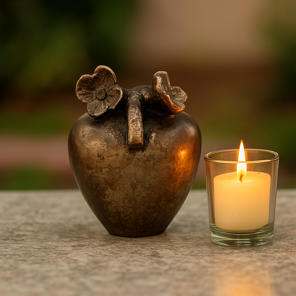 Urn Pot met Bloem - Kleur Antiek Goud