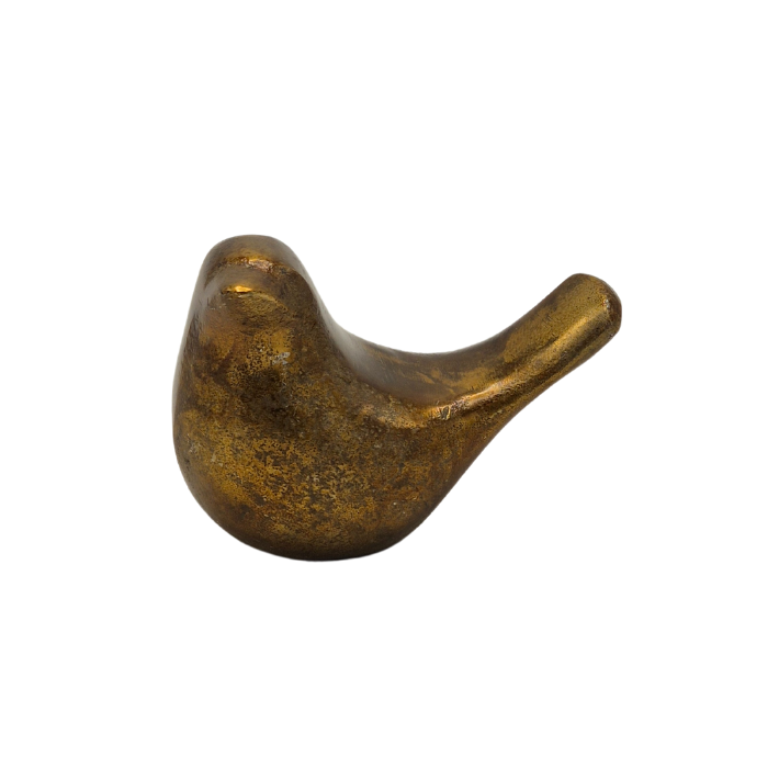 Urne décorative en forme d'oiseau - Or antique - 10 cm 