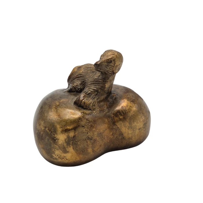 Urn Hart met Hond - Kleur Antiek Goud