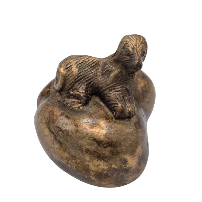 Urn Hart met Hond - Kleur Antiek Goud